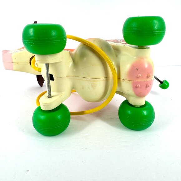 Vintage Fisher Price Cow Pull Toy #132 1960s Plastic Litho Collectible - Picture 3 of 7